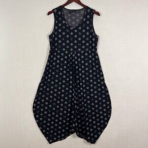 Pronto SF Black Polka Dot Chorus Sleeveless Asymmetrical Midi Dress Size 3/Large